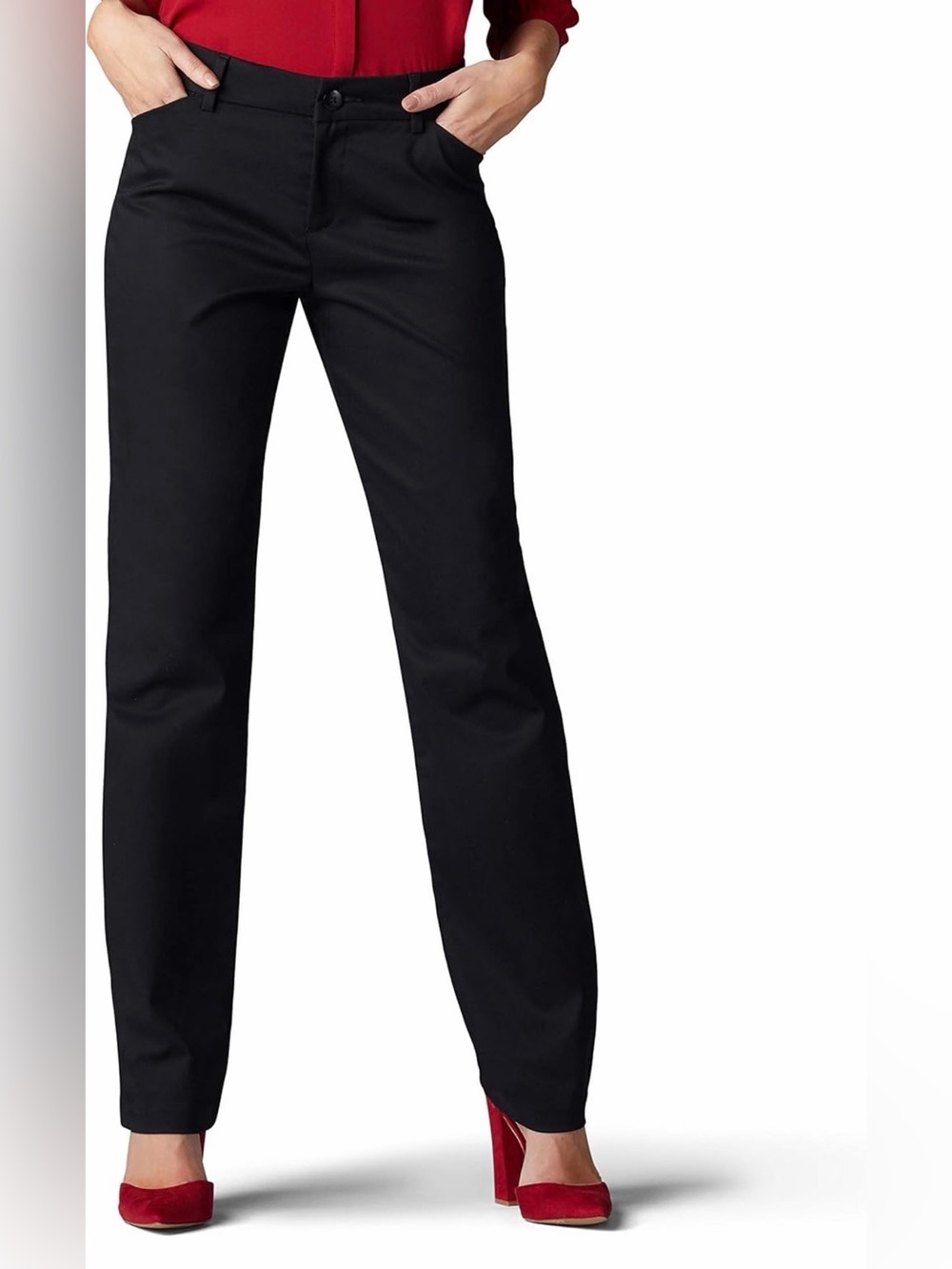 Lee Women's Black Wrinkle Free Relaxed Fit Dress / Work Pants - Size 6